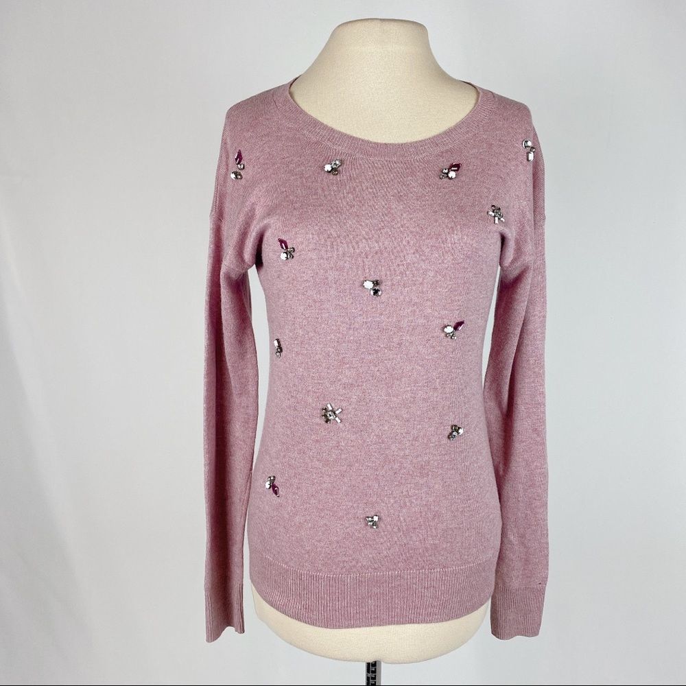 Merona Mauve Jeweled Crew Neck Sweater